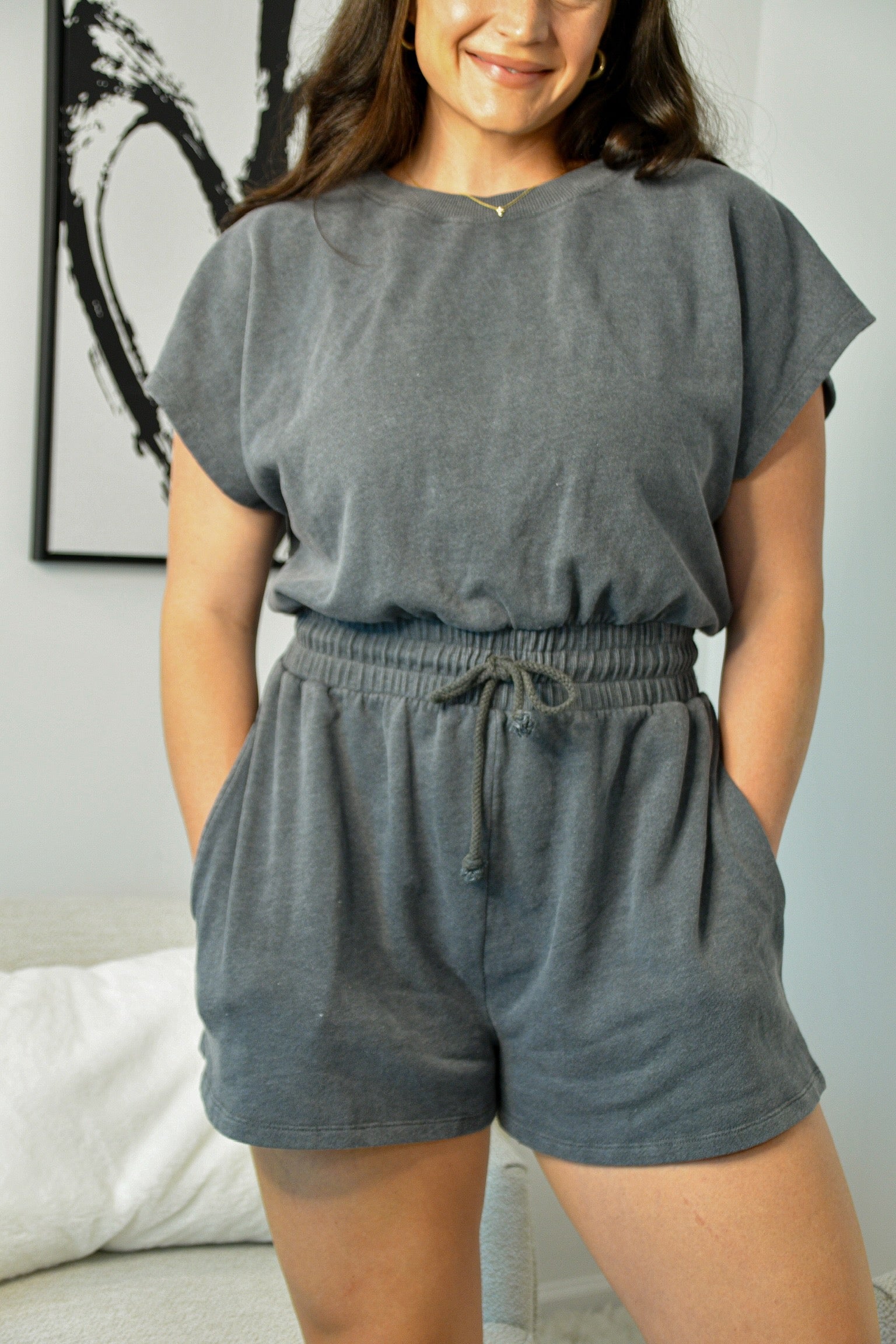 Sporty Romper - Gray