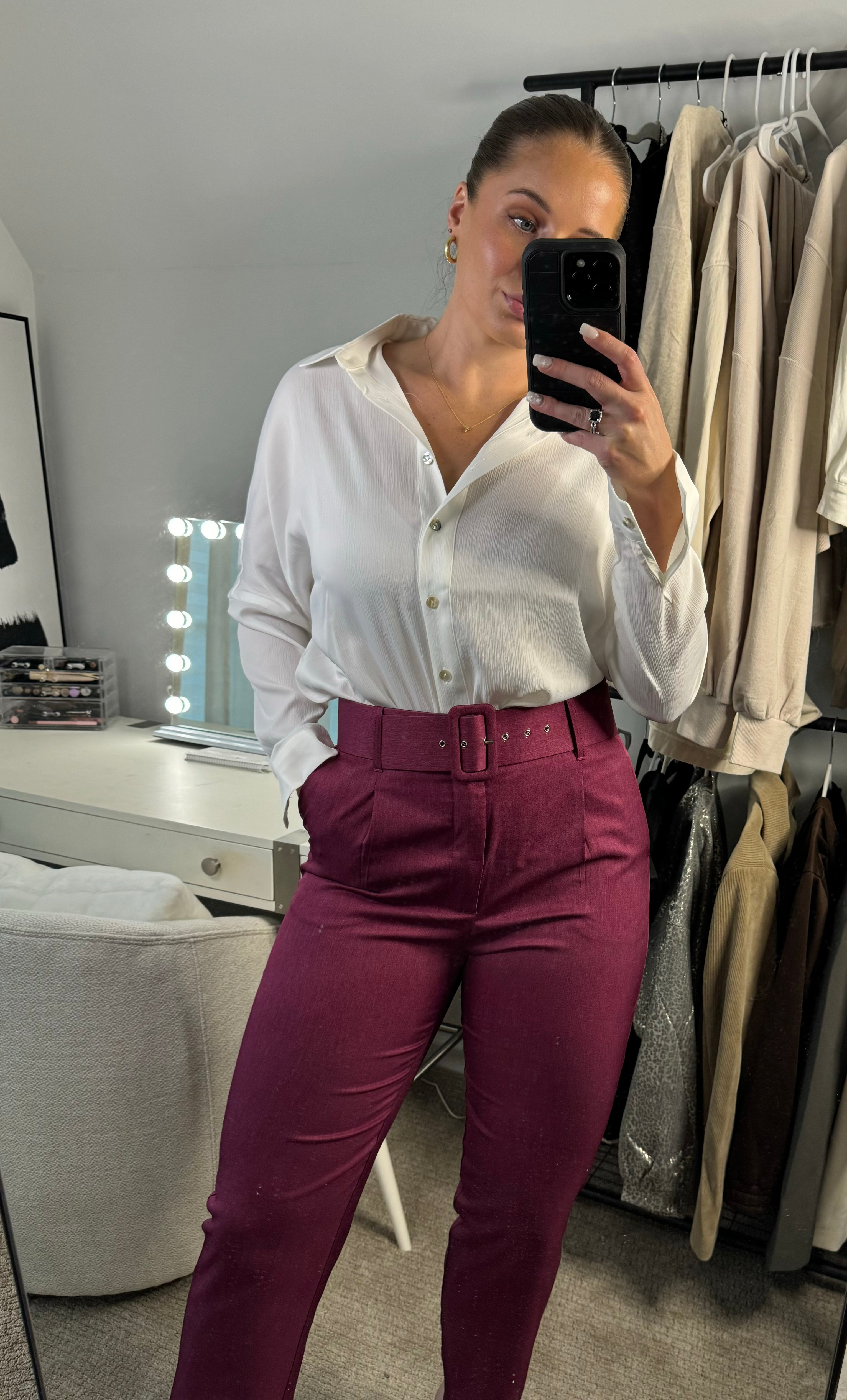 Woven Office Pants - Magenta