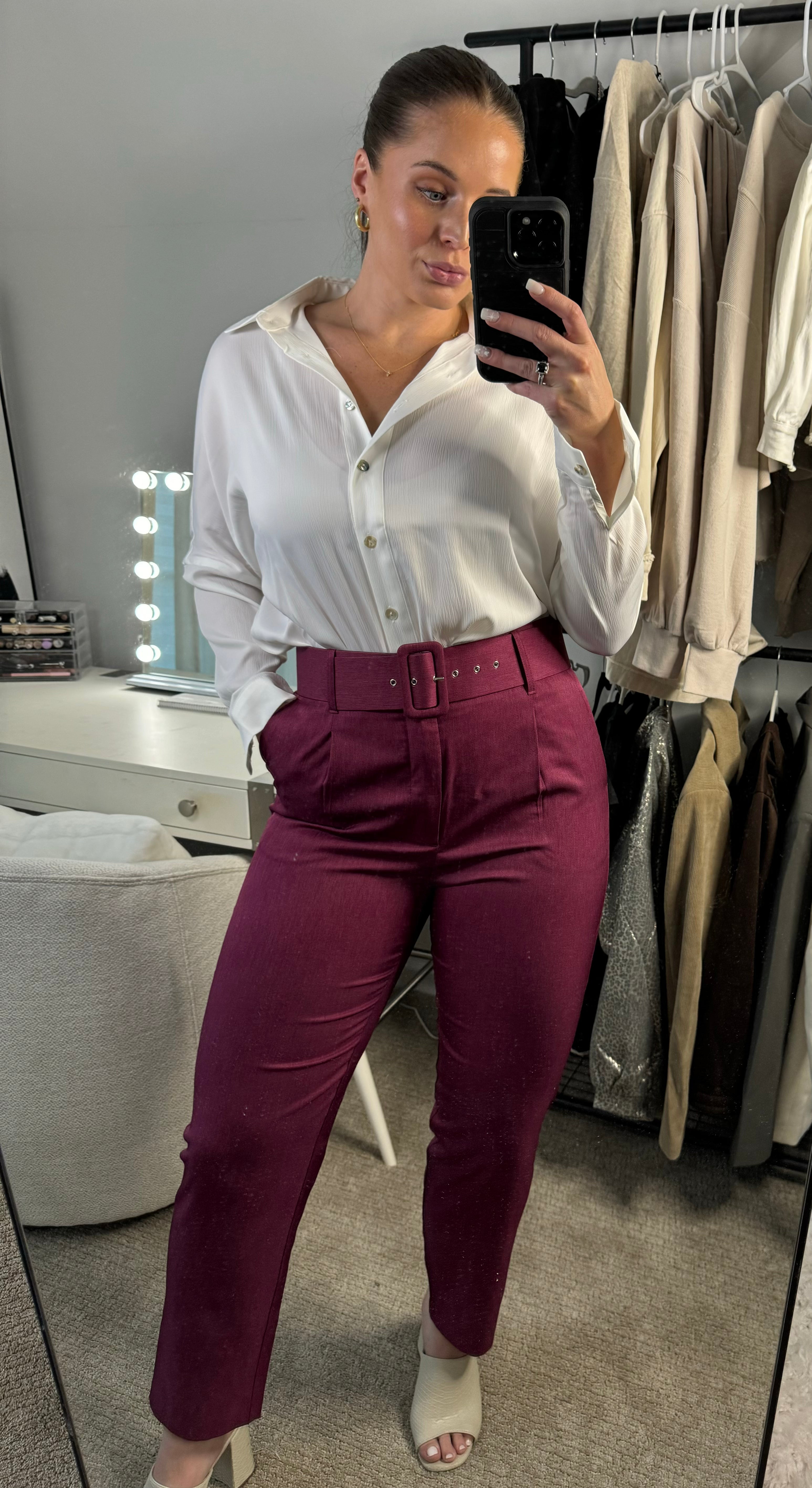 Woven Office Pants - Magenta