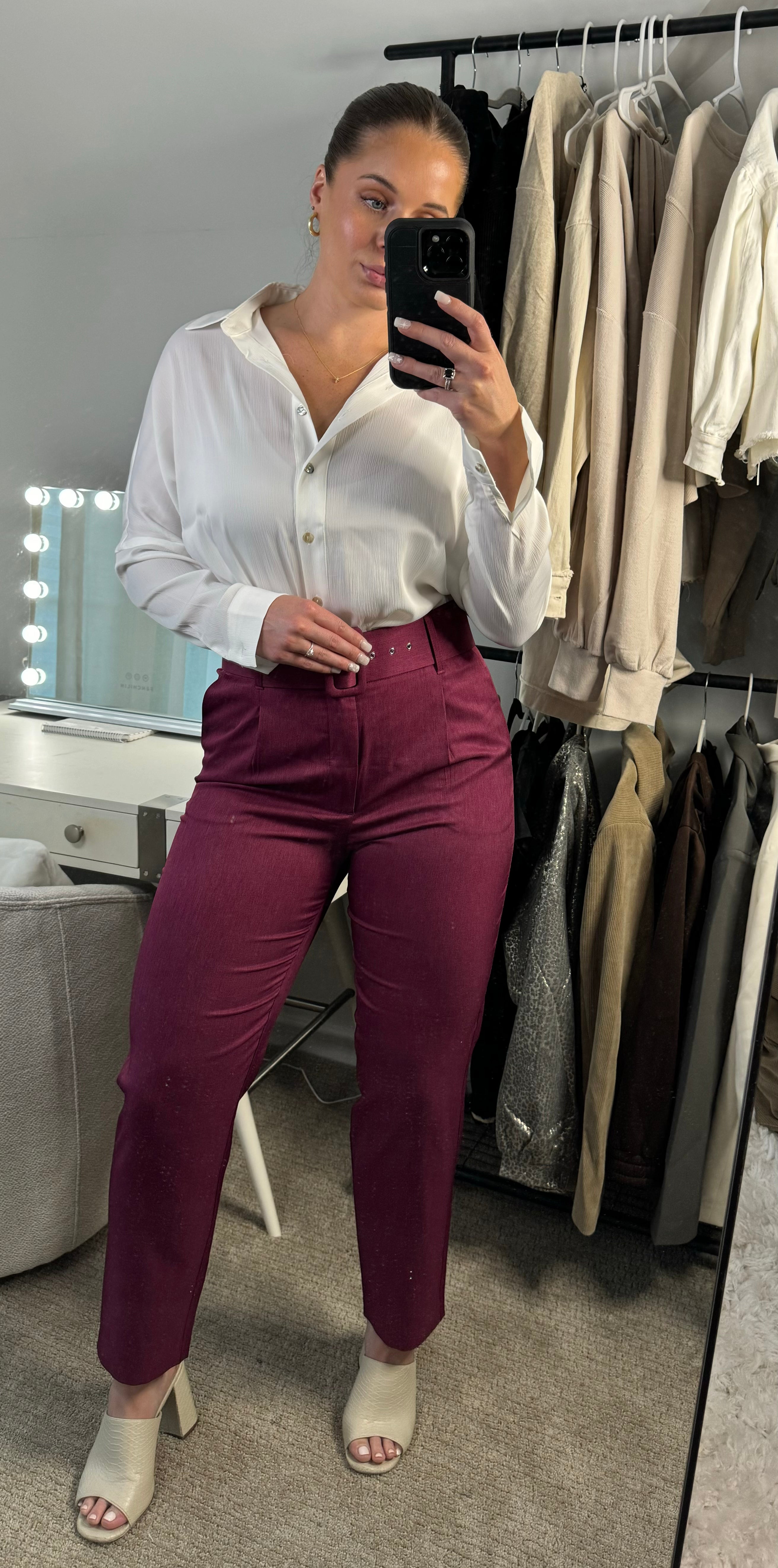 Woven Office Pants - Magenta